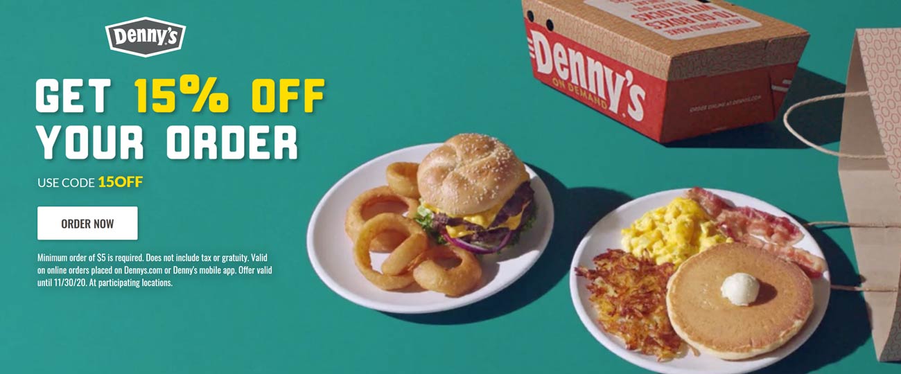 Dennys restaurants Coupon  15% off at Dennys restaurants via promo code 15OFF #dennys 