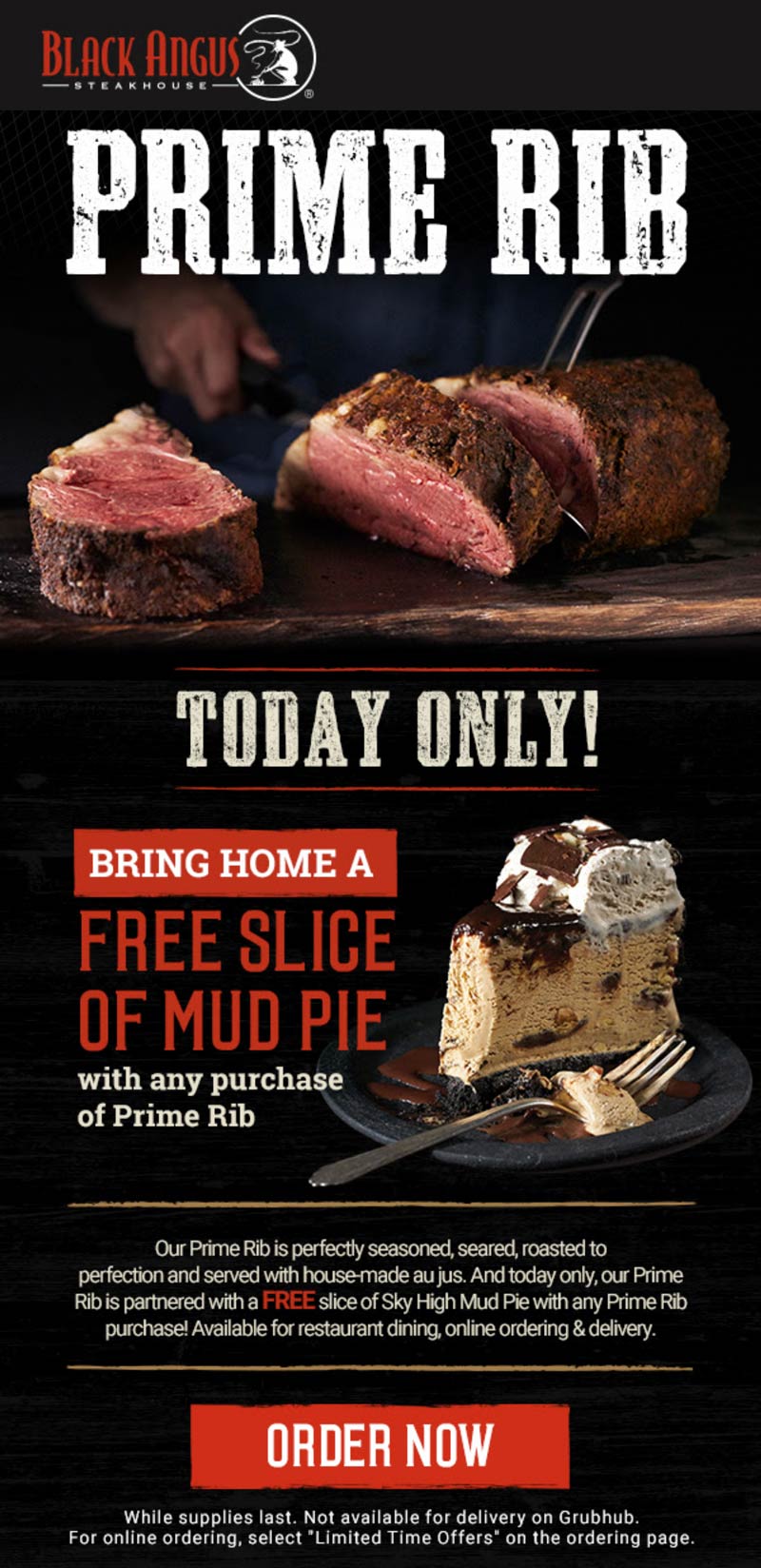 Black Angus restaurants Coupon  Free mud pie with your prime rib today at Black Angus steakhouse #blackangus 