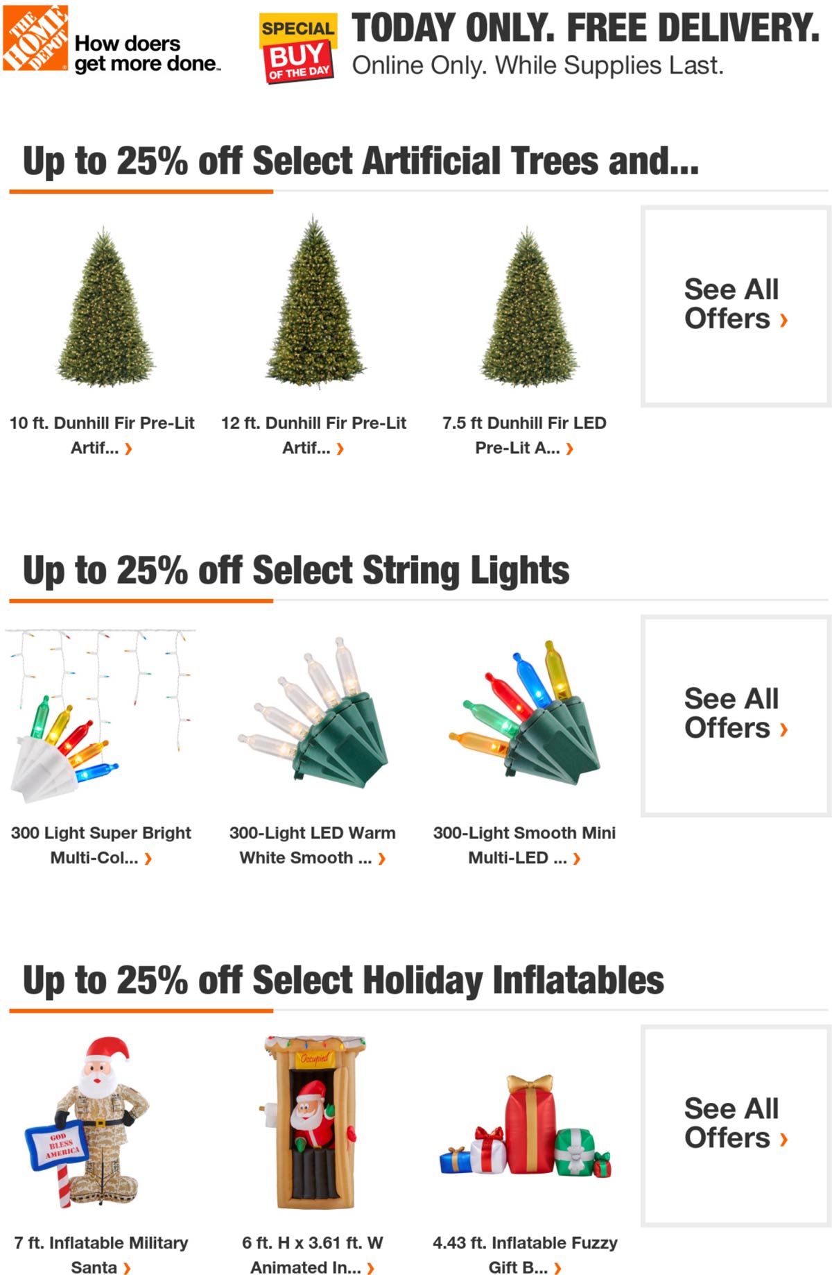 Home Depot stores Coupon  Free delivery today & 25% off holiday decorations at Home Depot #homedepot 