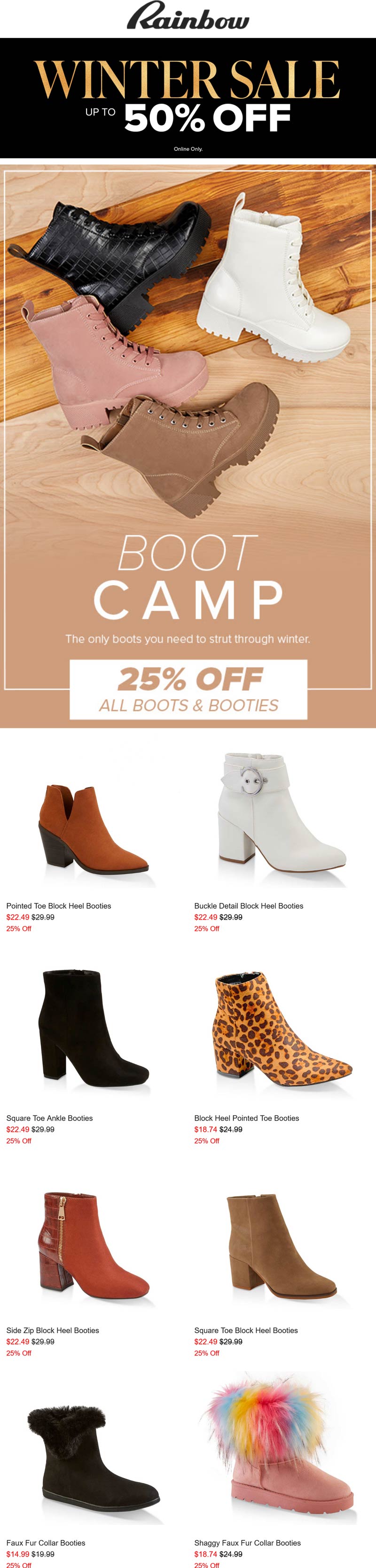 Rainbow stores Coupon  25% off all boots & booties at Rainbow #rainbow 