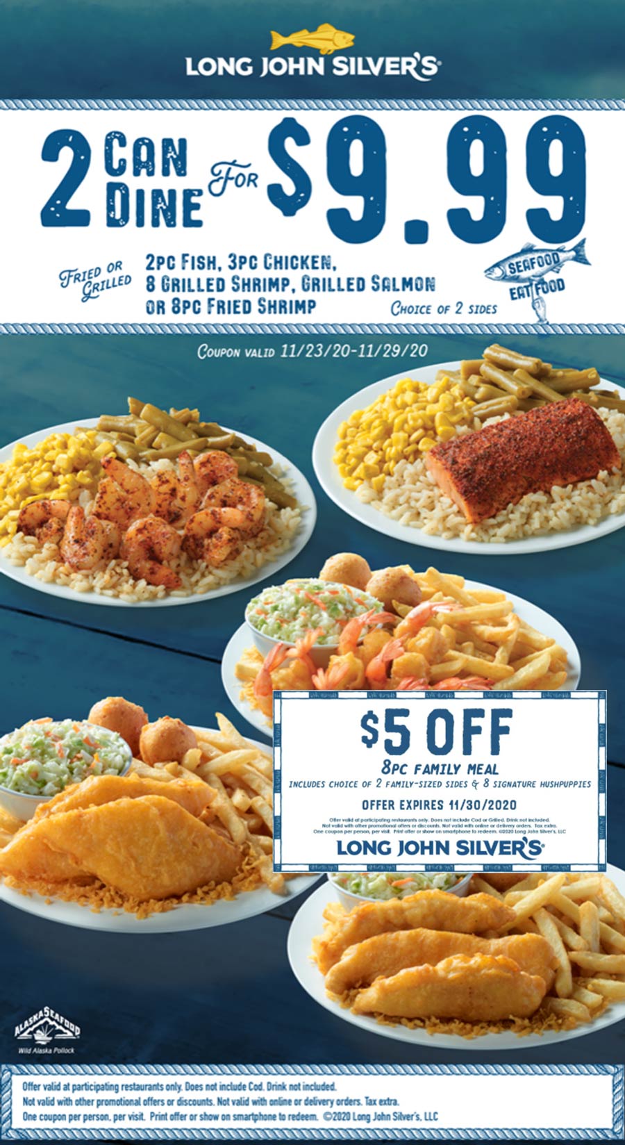 Long John Silvers restaurants Coupon  $5 off 8pc family meal & more at Long John Silvers #longjohnsilvers 