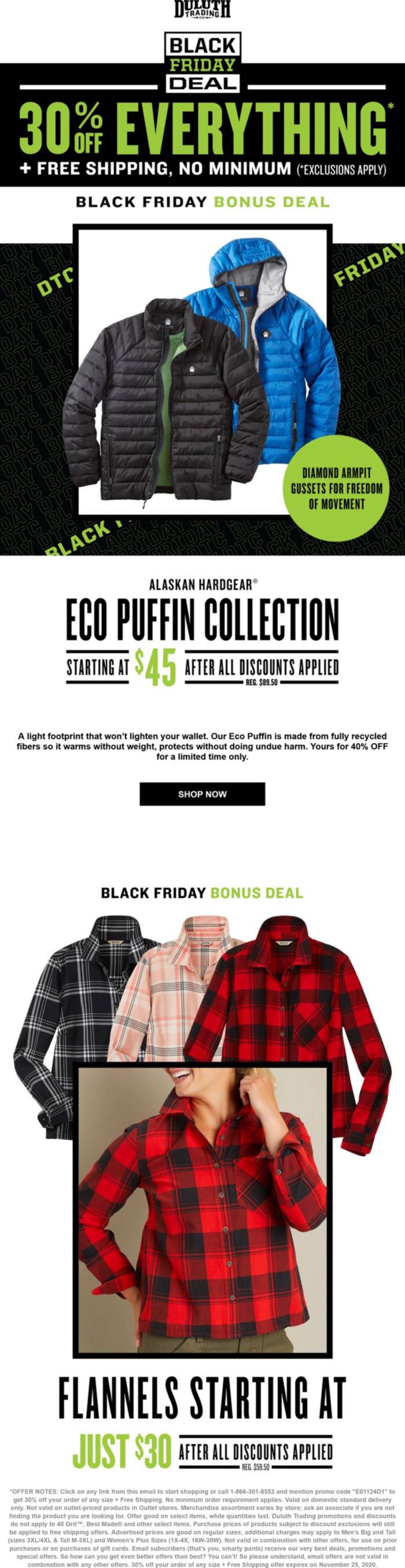 Duluth Trading Co stores Coupon  30% off everything today at Duluth Trading Co, ditto online #duluthtradingco 