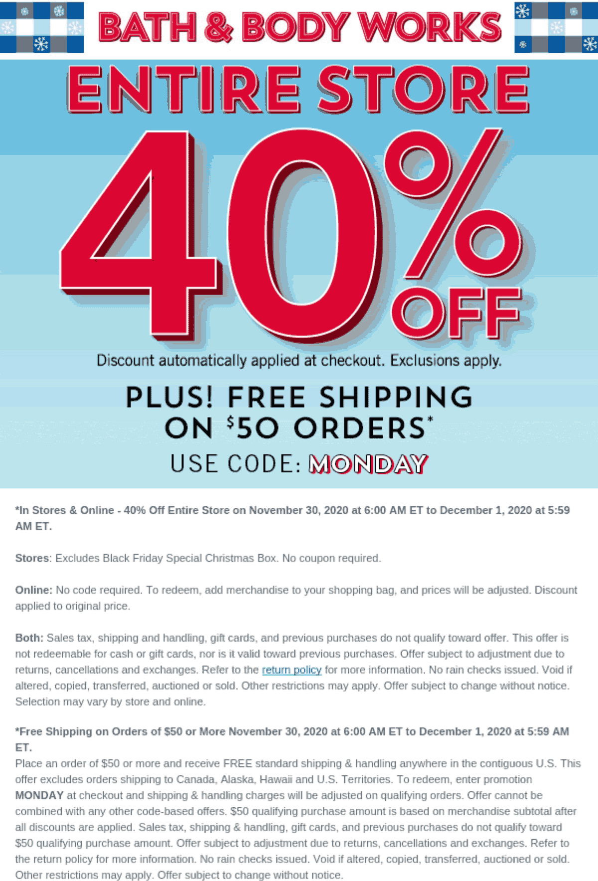 [April, 2021] 40 off everything today at Bath & Body Works via promo