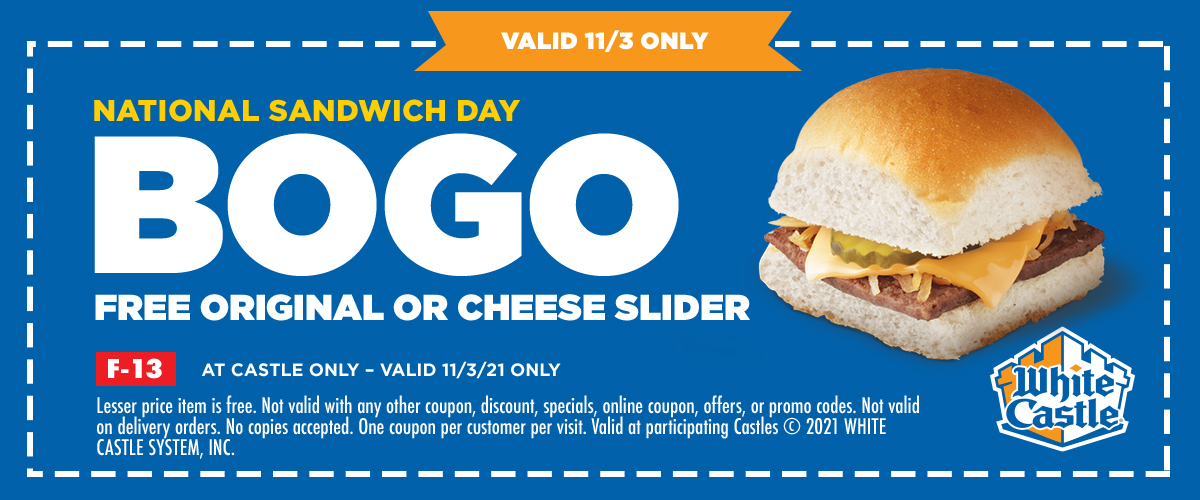 White Castle restaurants Coupon  Second cheeseburger free today at White Castle #whitecastle 