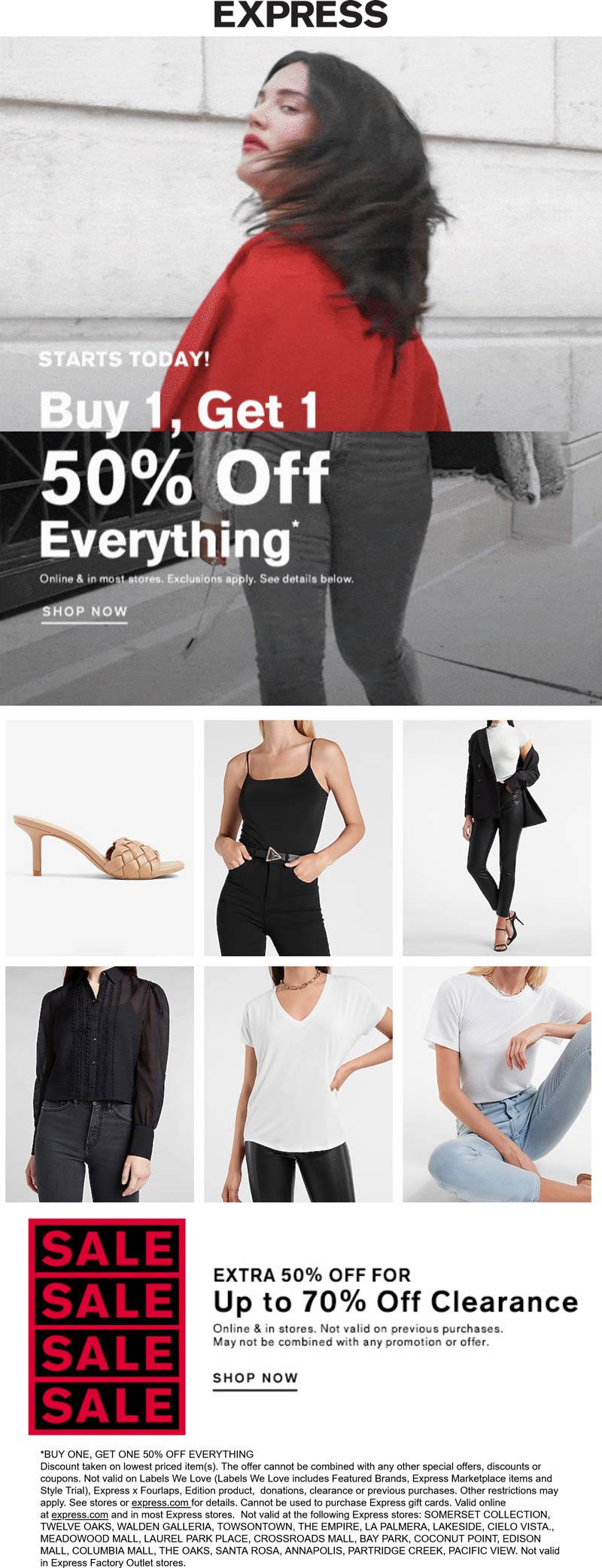 Express stores Coupon  Second item 50% off on everything at Express, ditto online #express 