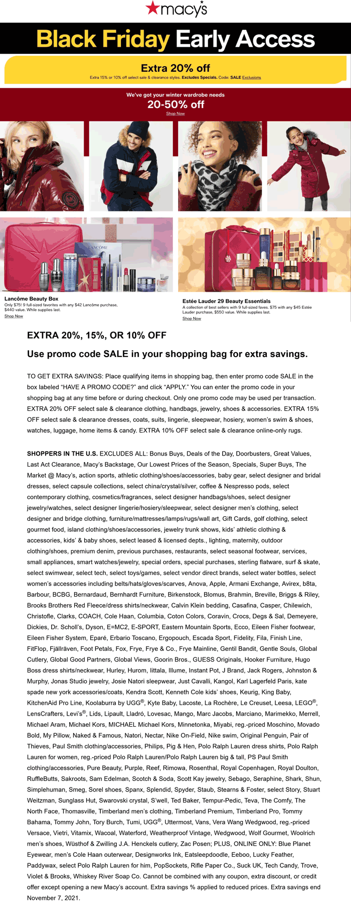 Macys stores Coupon  Extra 20% off at Macys via promo code SALE #macys 