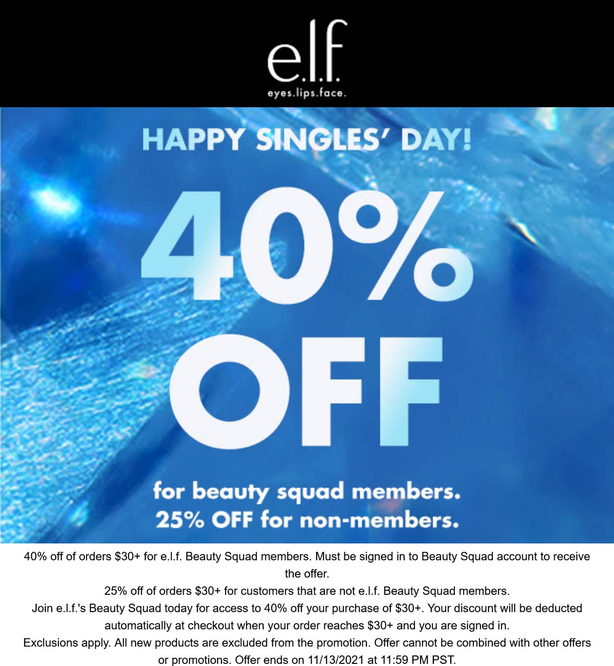 e.l.f. Cosmetics stores Coupon  25-40% off at e.l.f. Cosmetics #elfcosmetics 