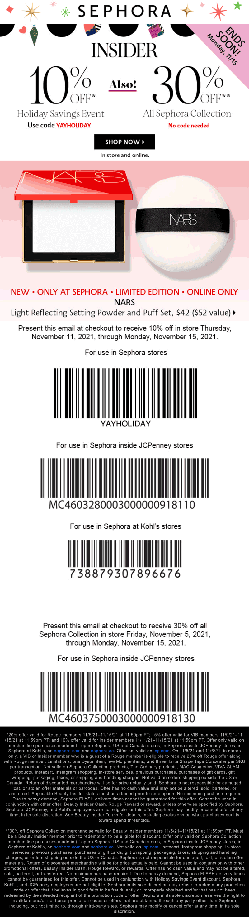 Sephora coupons & promo code for [November 2022]