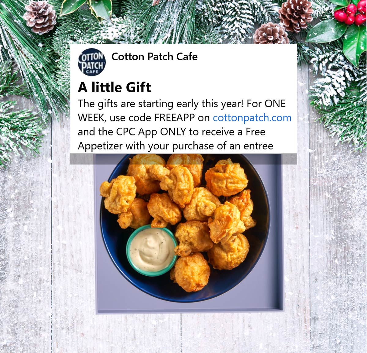 Cotton Patch Cafe coupons & promo code for [December 2022]