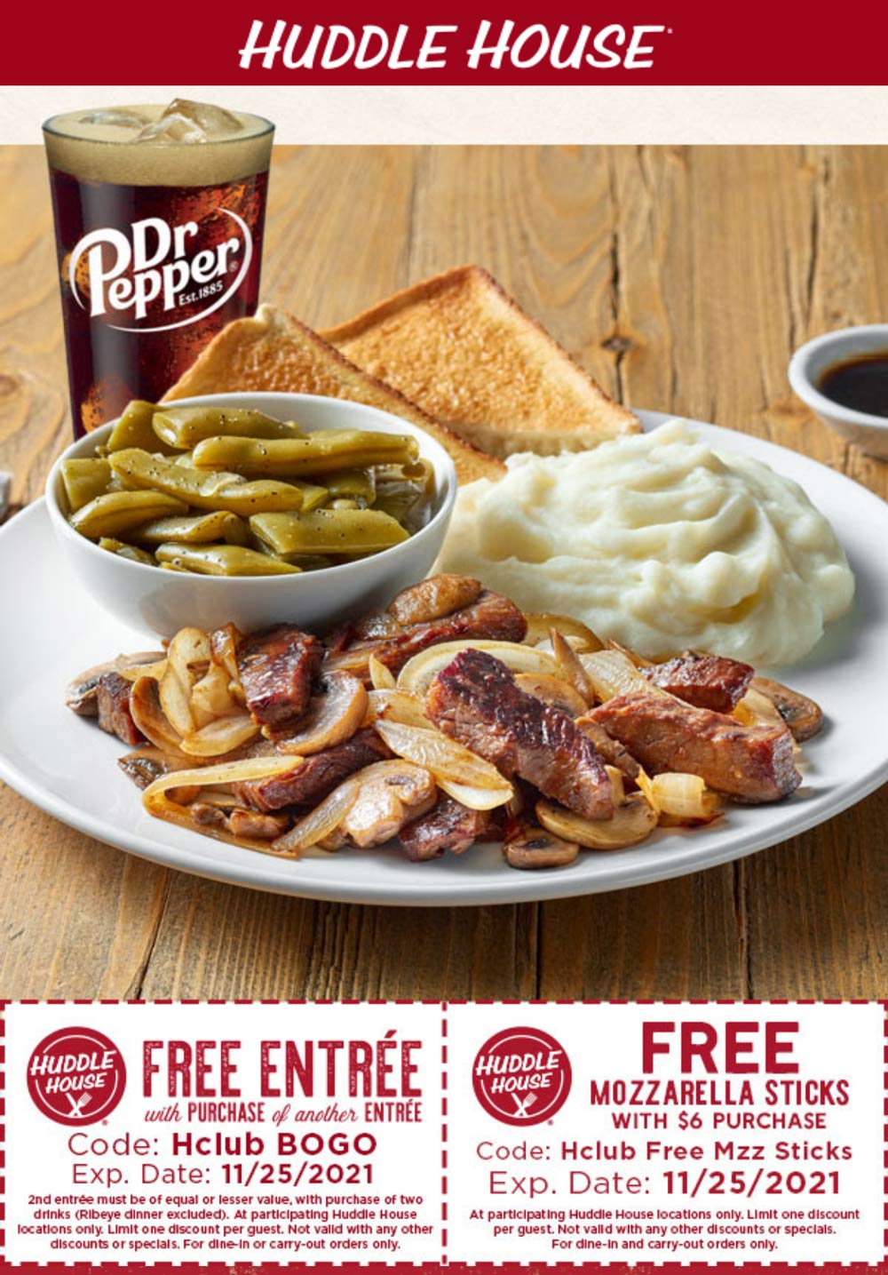 Huddle House restaurants Coupon  Second entree free at Huddle House #huddlehouse 