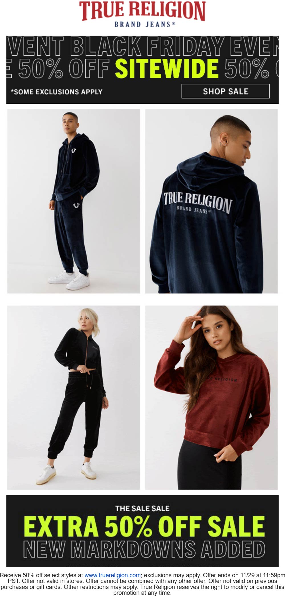 50 off everything online at True Religion truereligion The Coupons App®