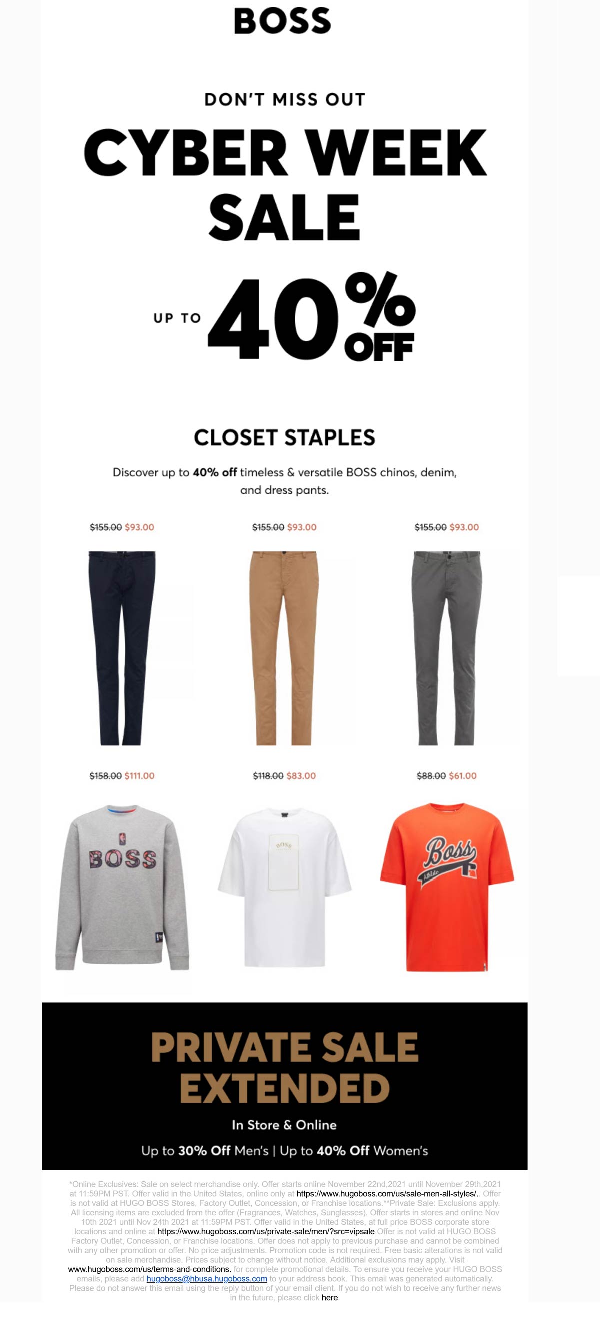 BOSS stores Coupon  30-40% off at BOSS, ditto online #boss 
