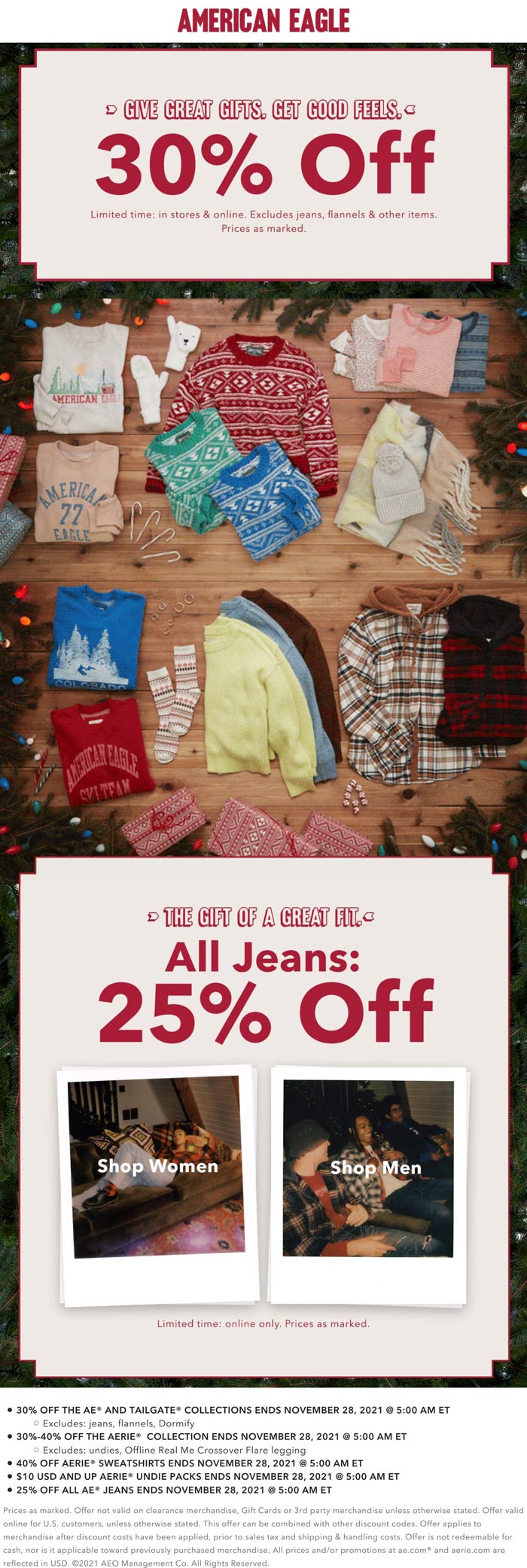 American Eagle stores Coupon  30% off at American Eagle, ditto online #americaneagle 