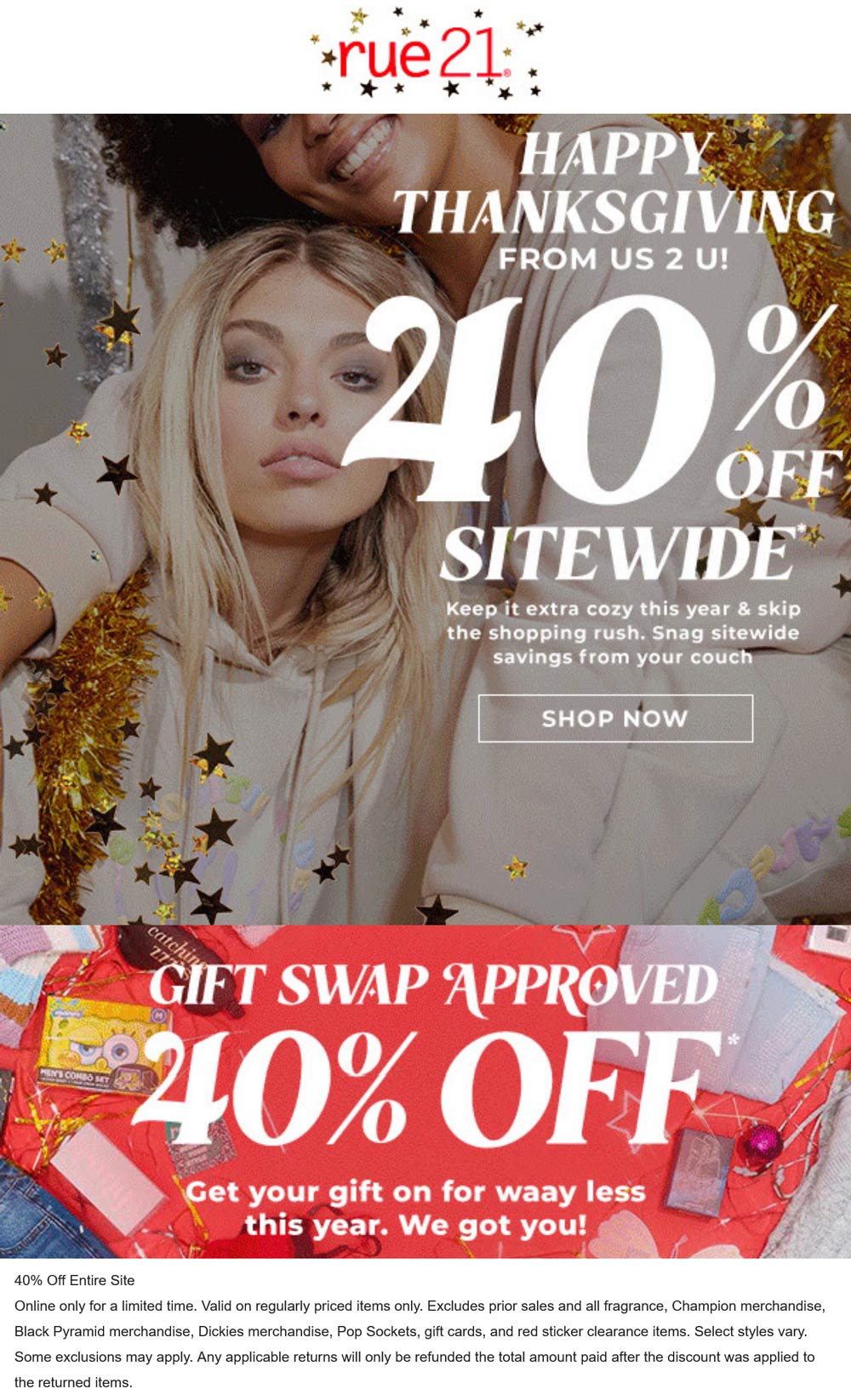 rue21 stores Coupon  40% off everything online at rue21 #rue21 