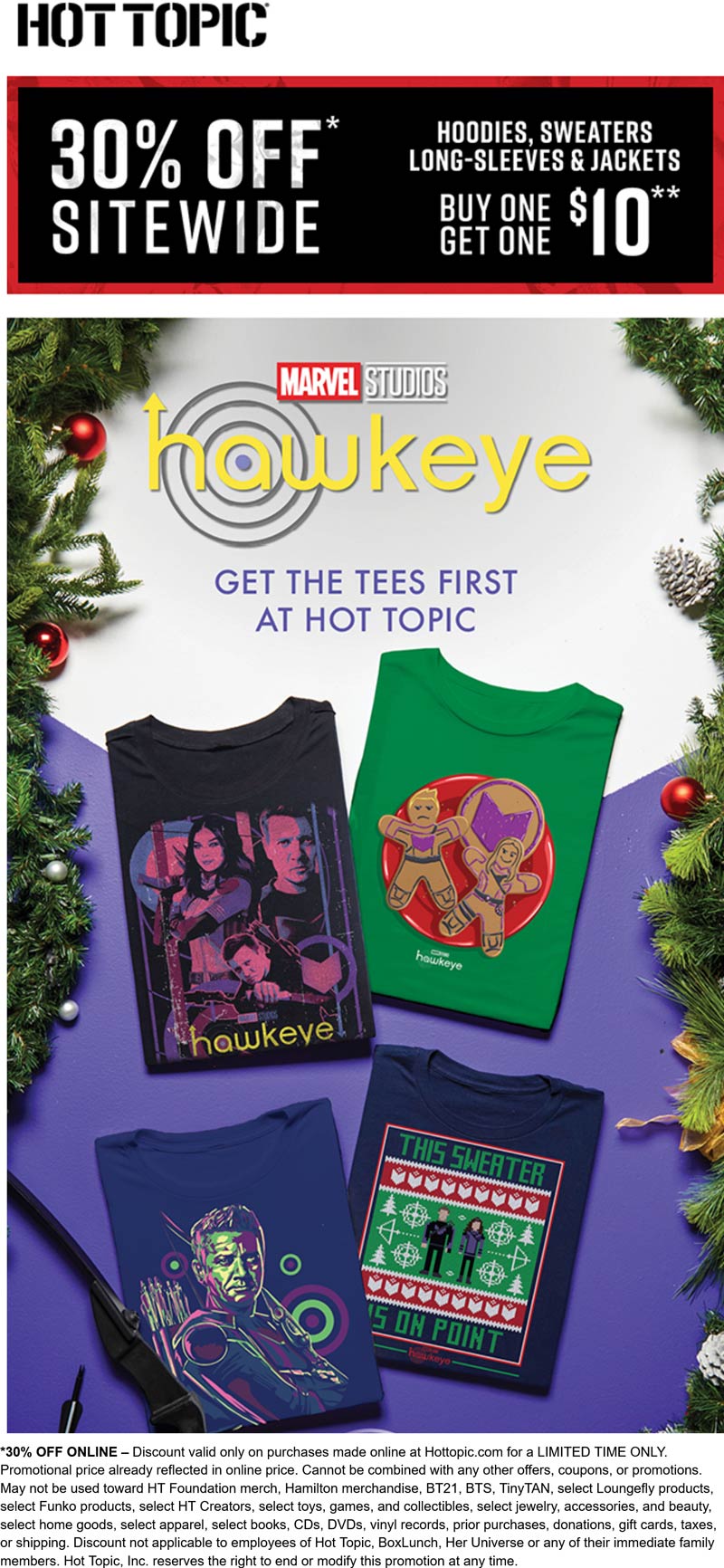 Hot Topic stores Coupon  30% off everything online today at Hot Topic #hottopic 