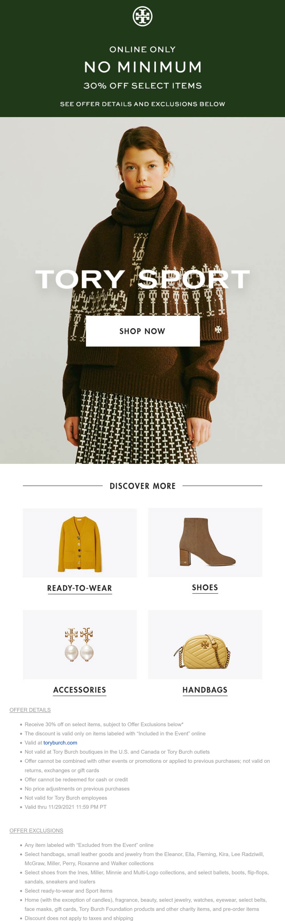 Tory Burch stores Coupon  30% off online today at Tory Burch #toryburch 