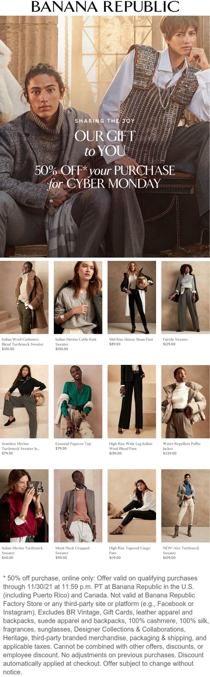 Banana Republic stores Coupon  50% off online today at Banana Republic #bananarepublic 