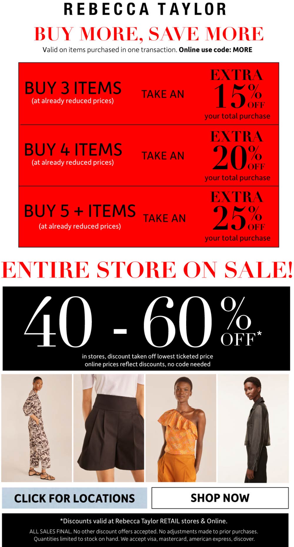 Rebecca Taylor stores Coupon  Everything 40-85% off at Rebecca Taylor, ditto online #rebeccataylor 