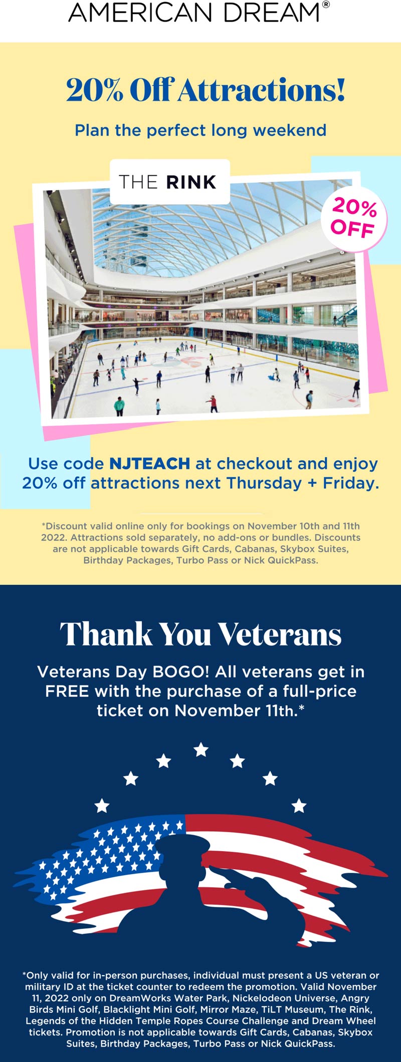 American Dream coupons & promo code for July 2025