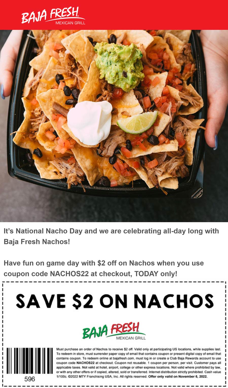 Baja Fresh restaurants Coupon  $2 off nachos today at Baja Fresh restaurants #bajafresh 