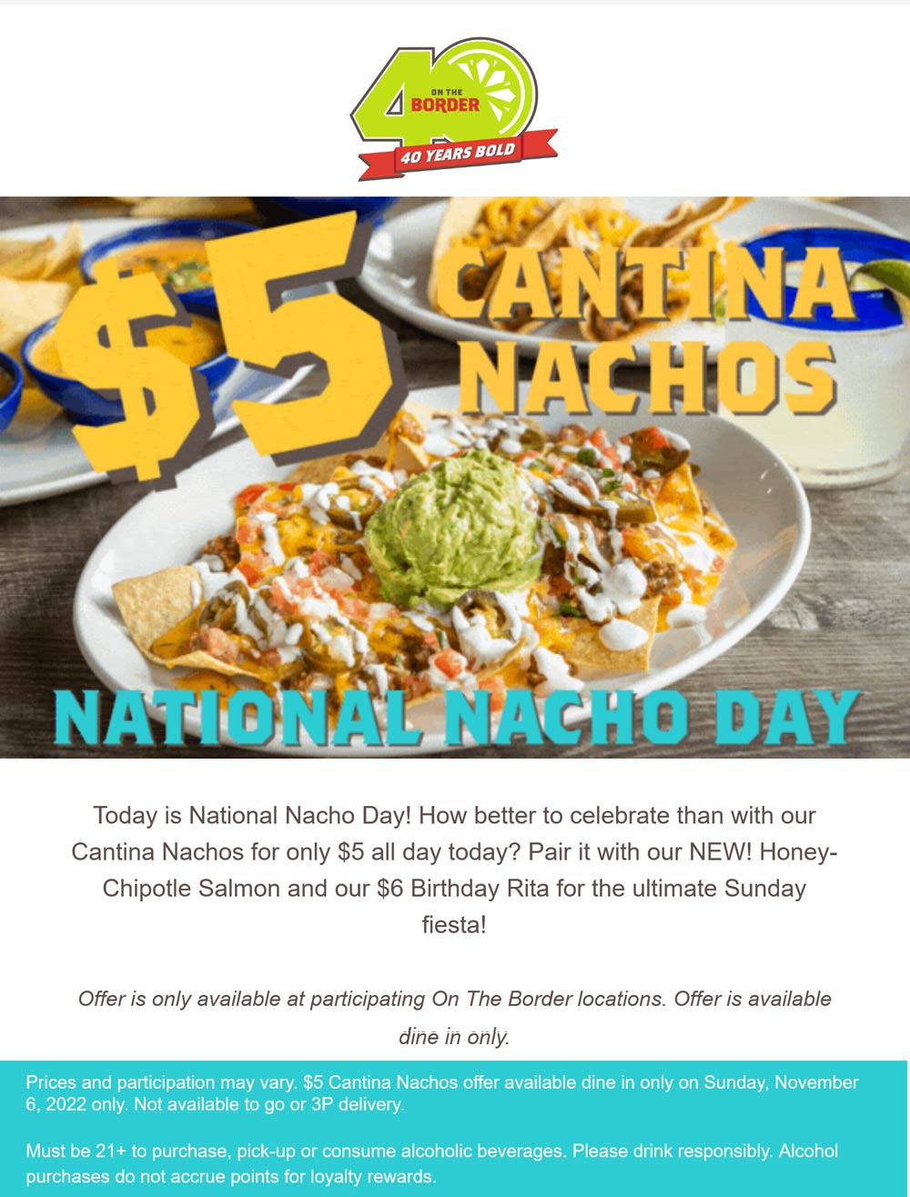 On The Border restaurants Coupon  $5 cantina nachos today at On The Border restaurants #ontheborder 