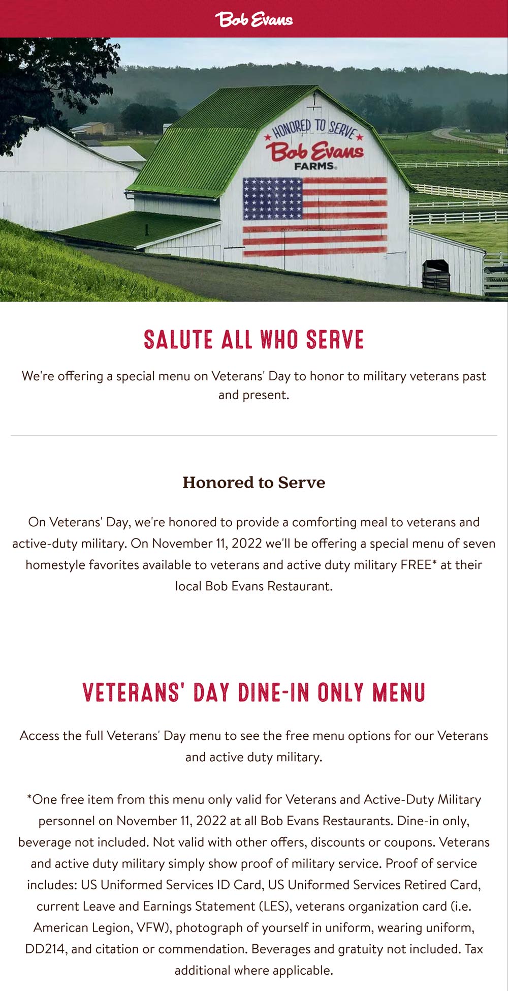 Bob Evans restaurants Coupon  Veterans & military enjoy a free meal today at Bob Evans #bobevans 