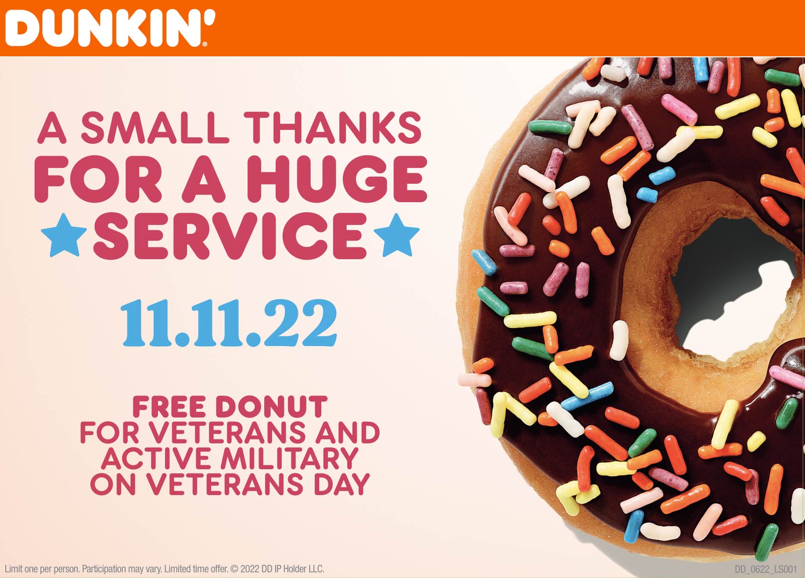 Dunkin restaurants Coupon  Veterans & active enjoy a free doughnut today at Dunkin #dunkin 