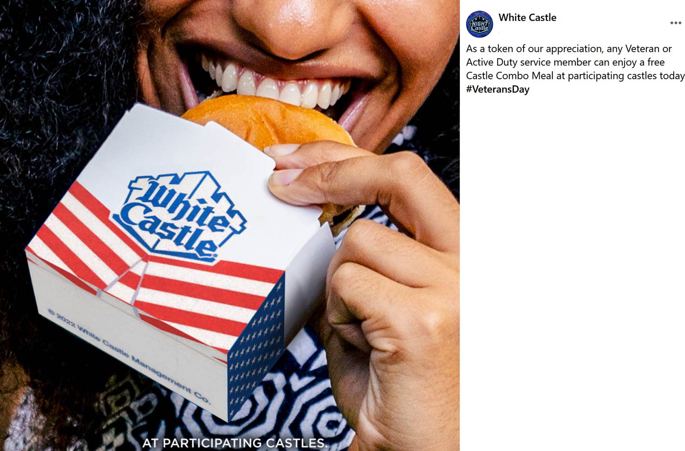 White Castle restaurants Coupon  Veterans enjoy a free combo meal today at White Castle #whitecastle 