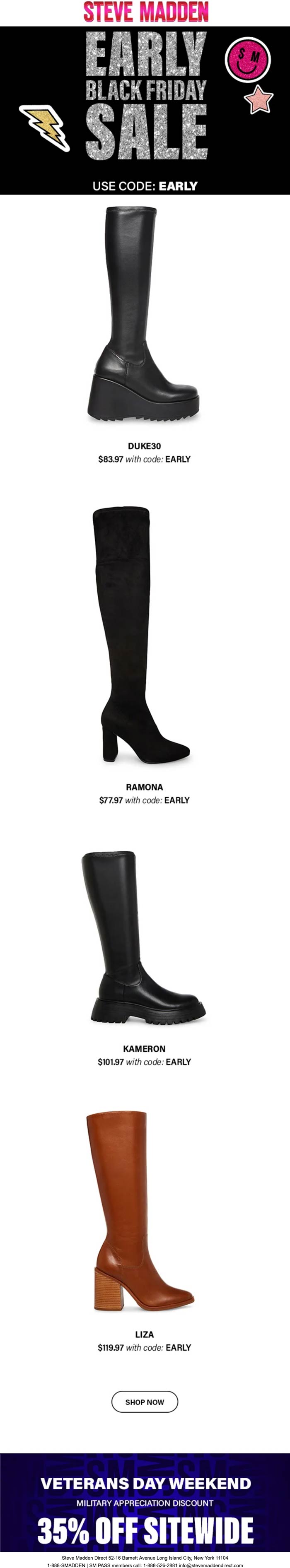 Steve Madden stores Coupon  35% off everything online at Steve Madden shoes #stevemadden 