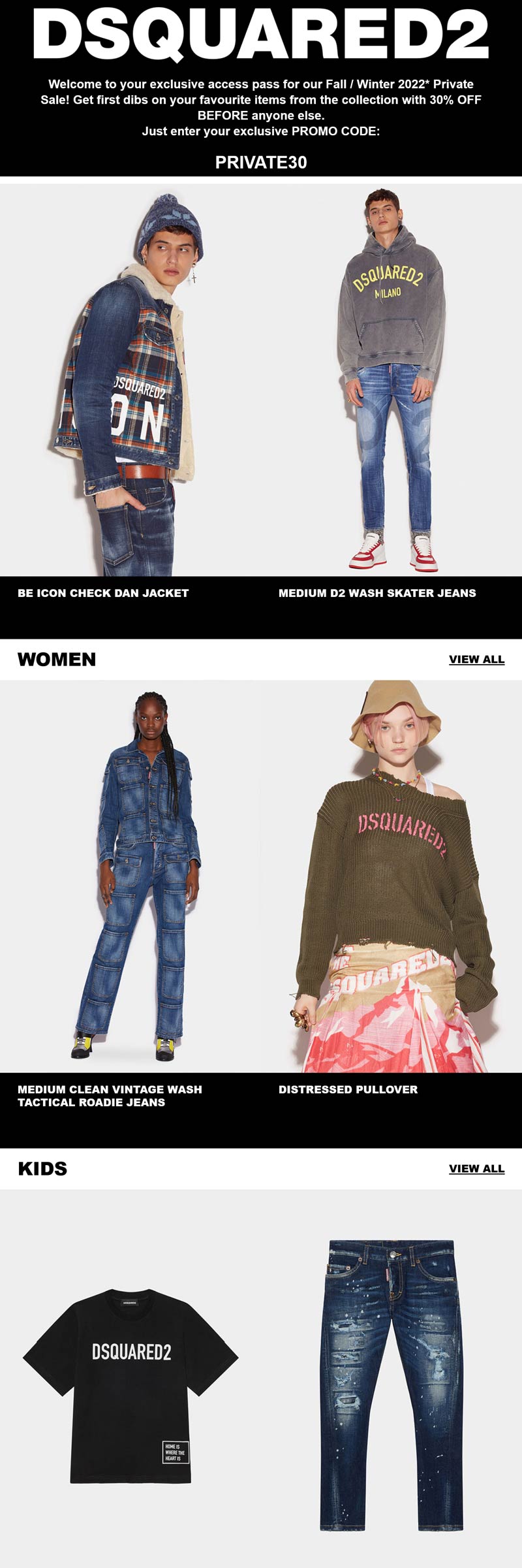 DSQUARED2 stores Coupon  30% off Fall & Winter at DSQUARED2 via promo code PRIVATE30 #dsquared2 