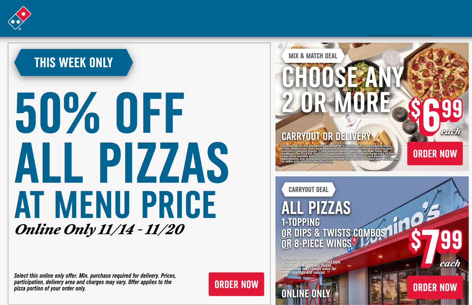 Dominos restaurants Coupon  50% off pizzas online at Dominos #dominos 