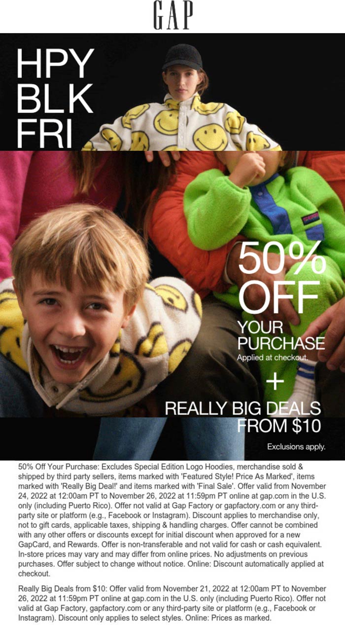 Gap stores Coupon  50% off & more at Gap, ditto online #gap 