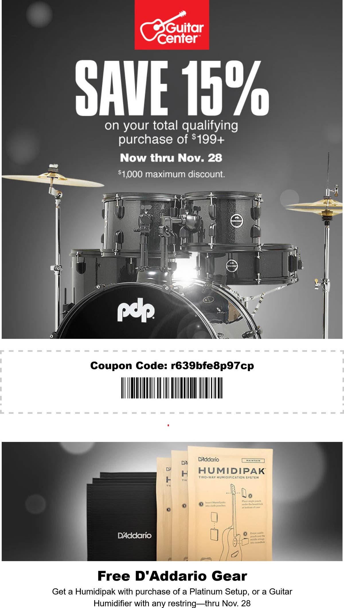 Guitar Center stores Coupon  15% off $99+ at Guitar Center, or online via promo code r639bfe8p97cp #guitarcenter 