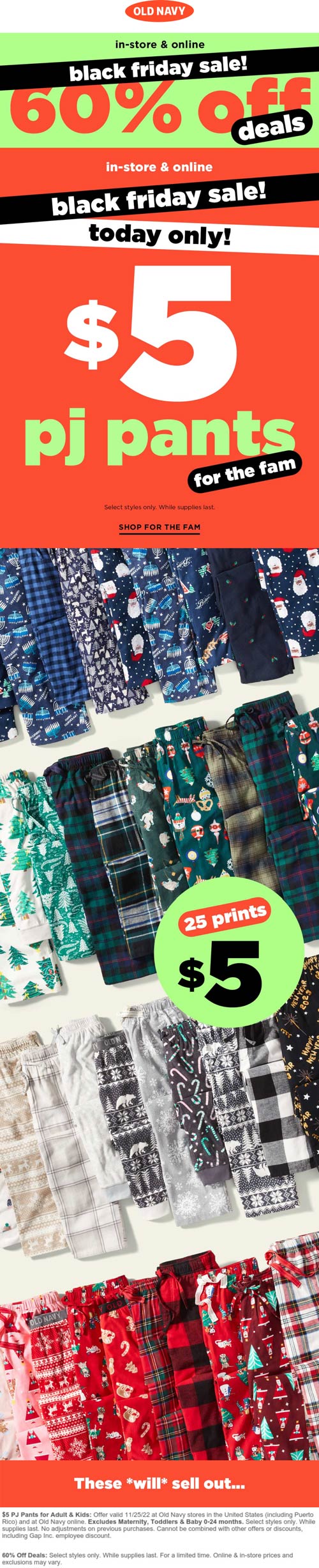 Old Navy stores Coupon  $5 pajama pants & more today at Old Navy #oldnavy 
