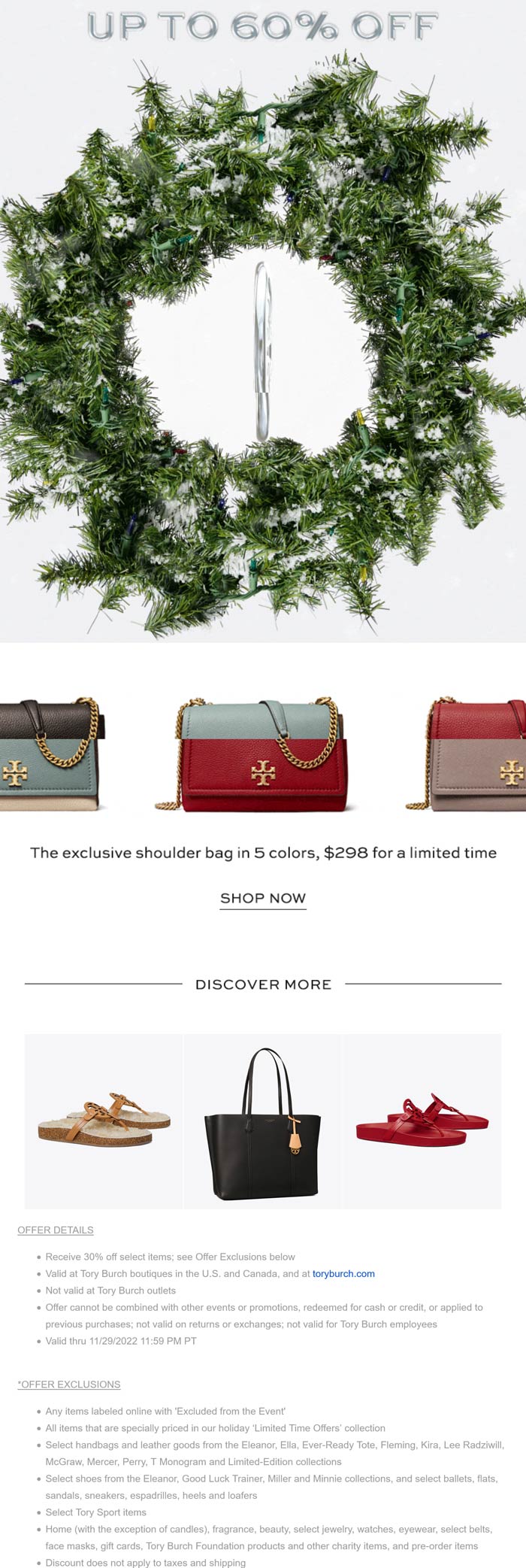 Tory Burch stores Coupon  30-60% off at Tory Burch, ditto online #toryburch 