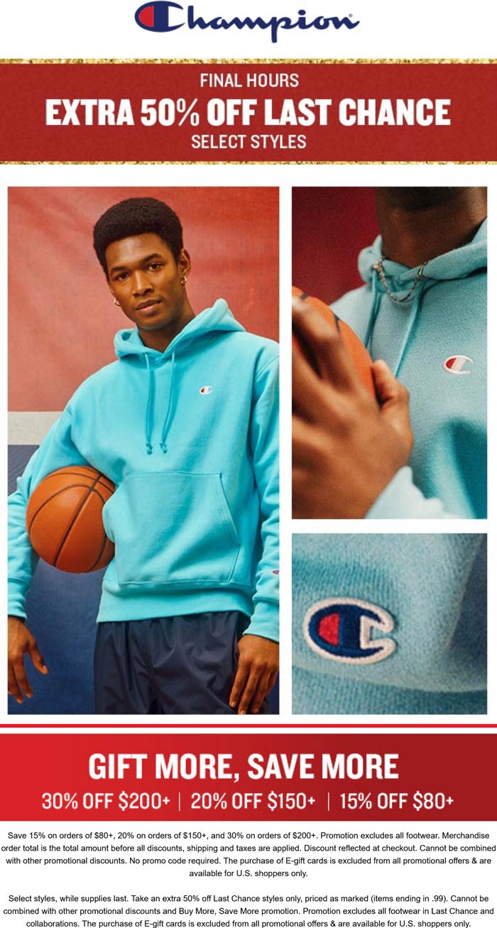 Champion stores Coupon  15-30% off $80+ & more today at Champion #champion 