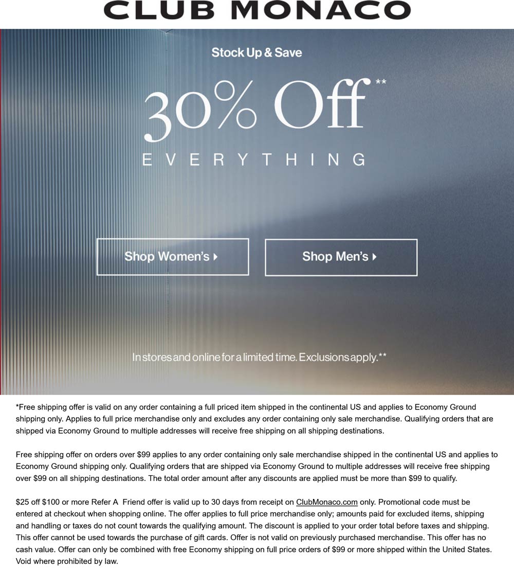 Club Monaco coupons & promo code for [January 2023]