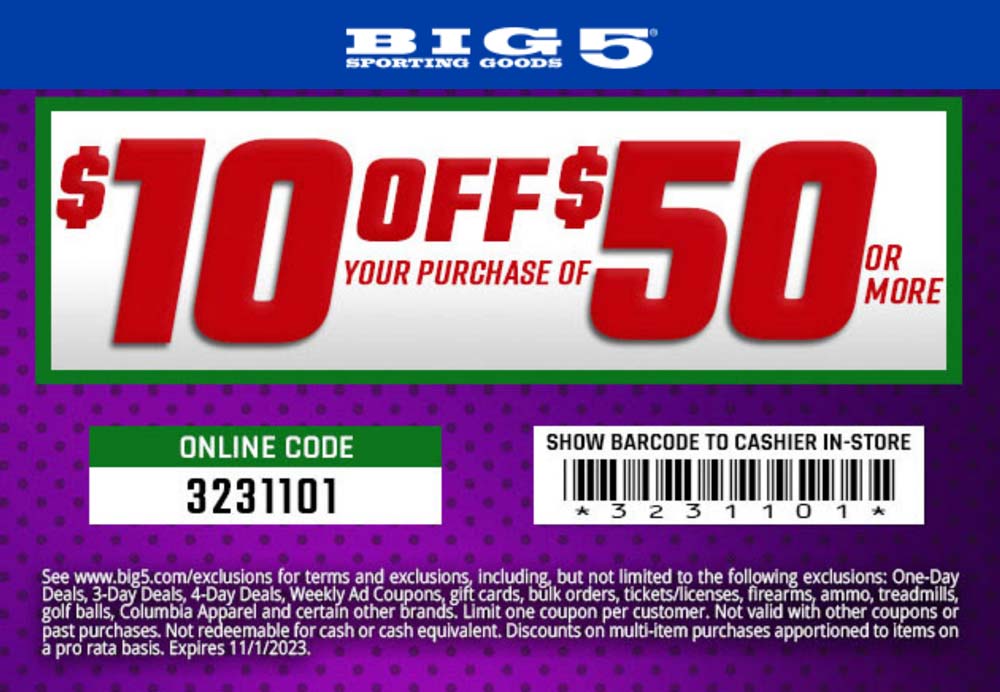 Big 5 coupons & promo code for [January 2025]