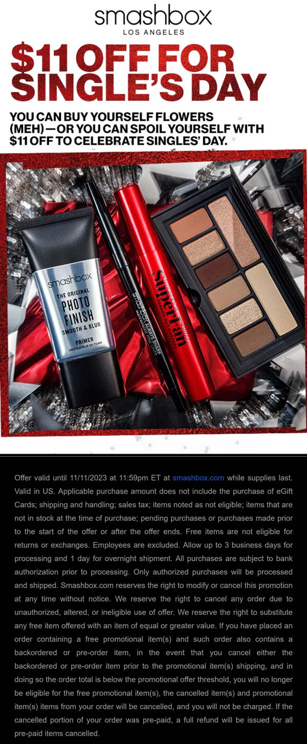 Smashbox Cosmetics coupons & promo code for [June 2025]
