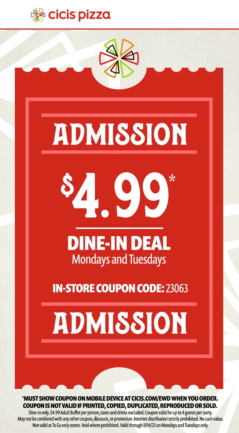 CiCis Pizza coupons & promo code for [June 2025]