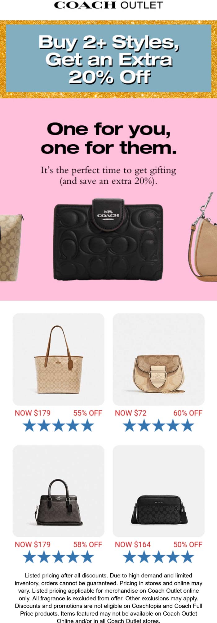 20% off 2+ items at Coach Outlet #coachoutlet