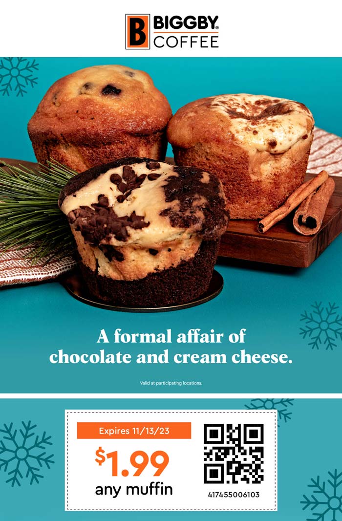 Biggby Coffee restaurants Coupon  $2 muffin today at Biggby Coffee #biggbycoffee 