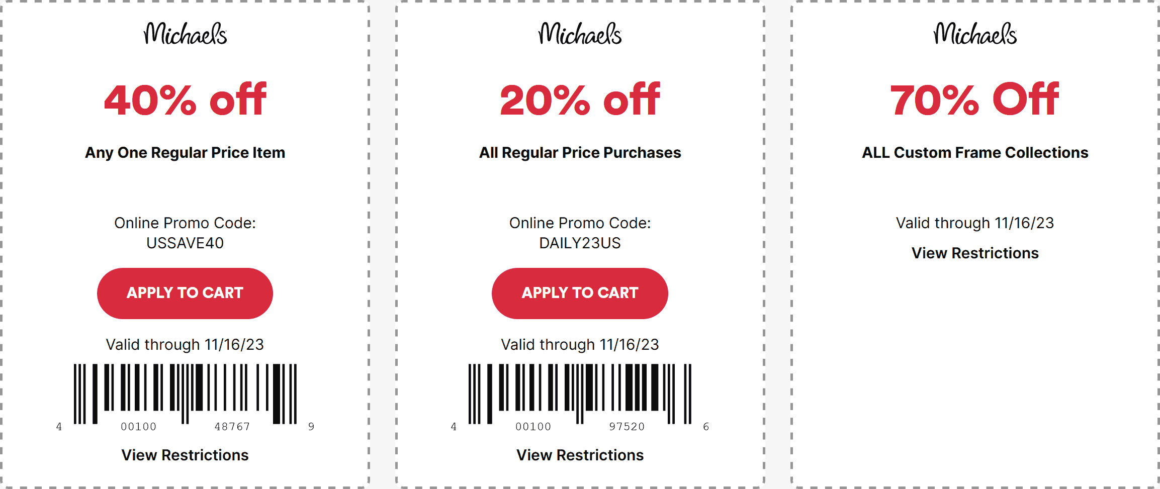 Michaels stores Coupon  40% off a single item & 20% everything else at Michaels, or online via promo code USSAVE40 #michaels 