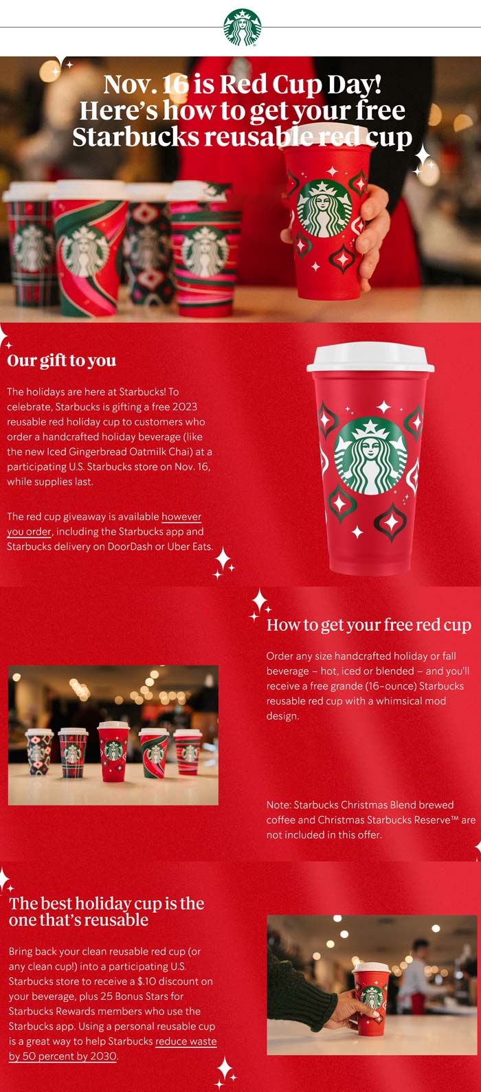 Free reusable red cup day today at Starbucks coffee #starbucks