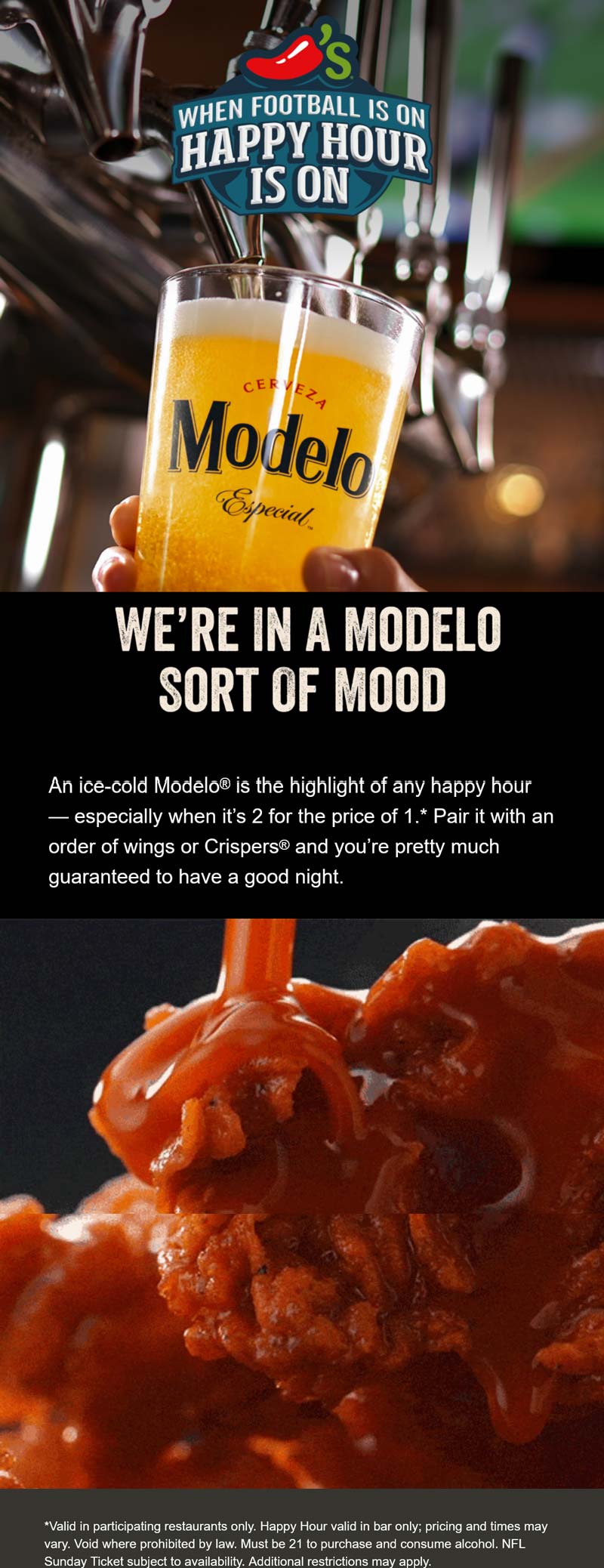 Chilis restaurants Coupon  Second Modelo beer free game night at Chilis restaurants #chilis 