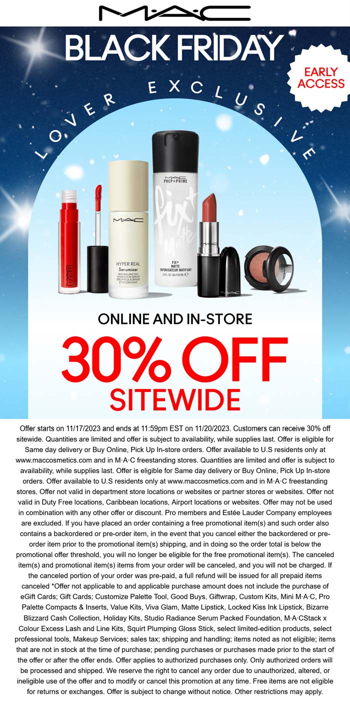 30% off everything online at MAC cosmetics #mac