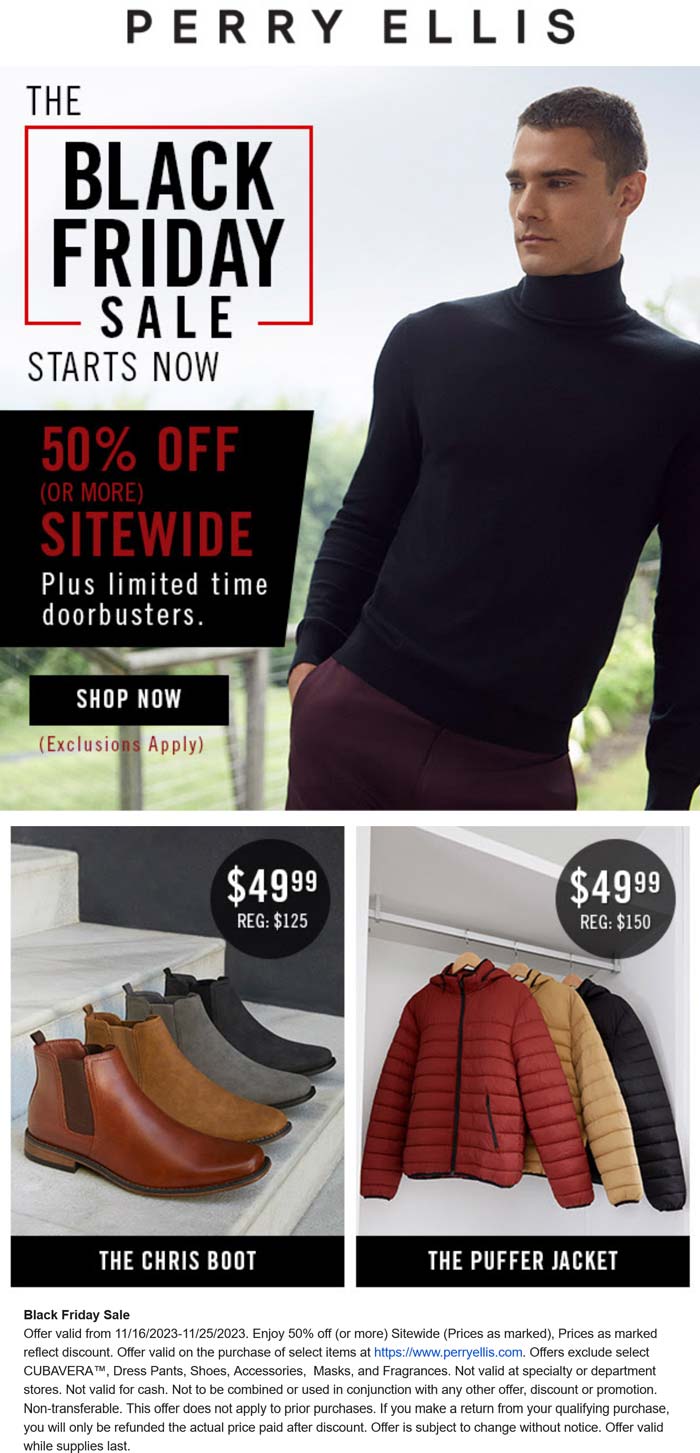 Perry Ellis stores Coupon  50% off everything online at Perry Ellis #perryellis 