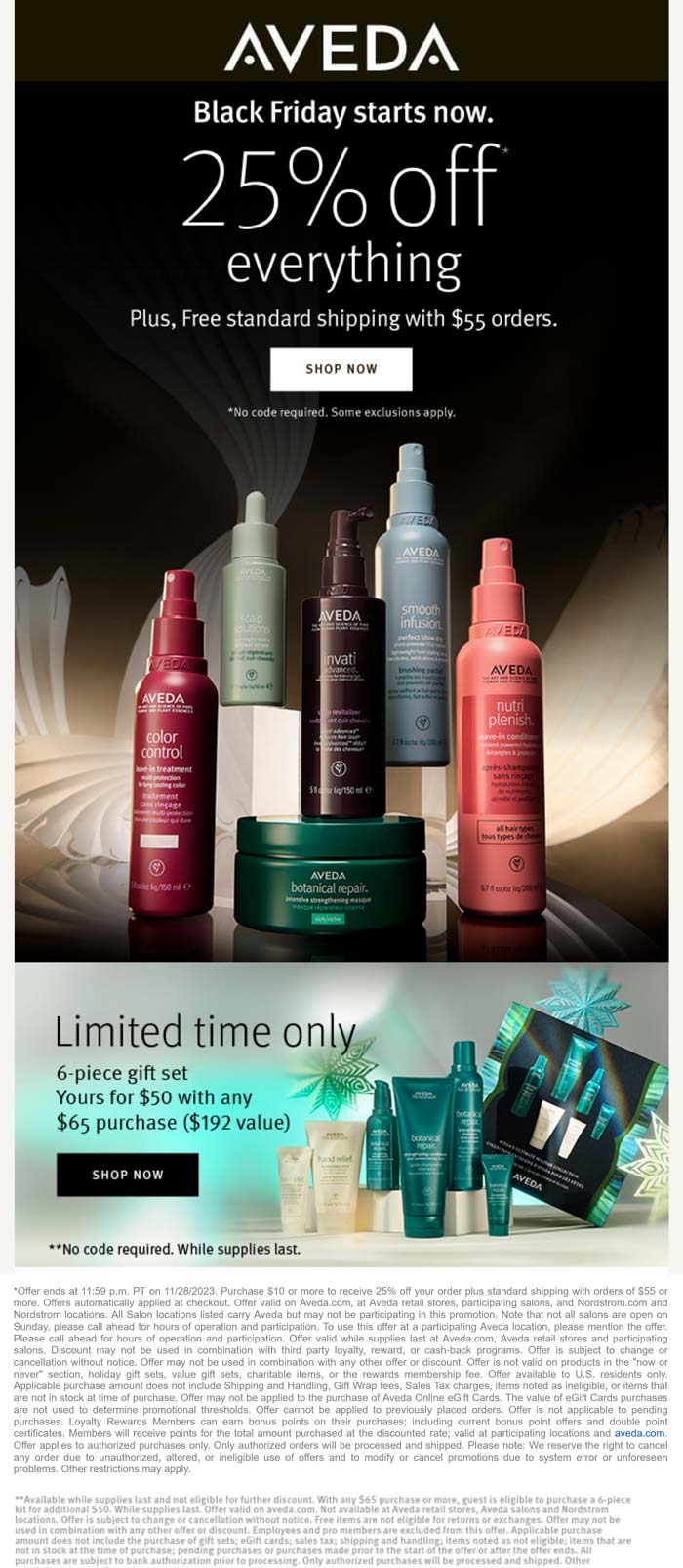 Aveda stores Coupon  25% off everything at Aveda, ditto online #aveda 