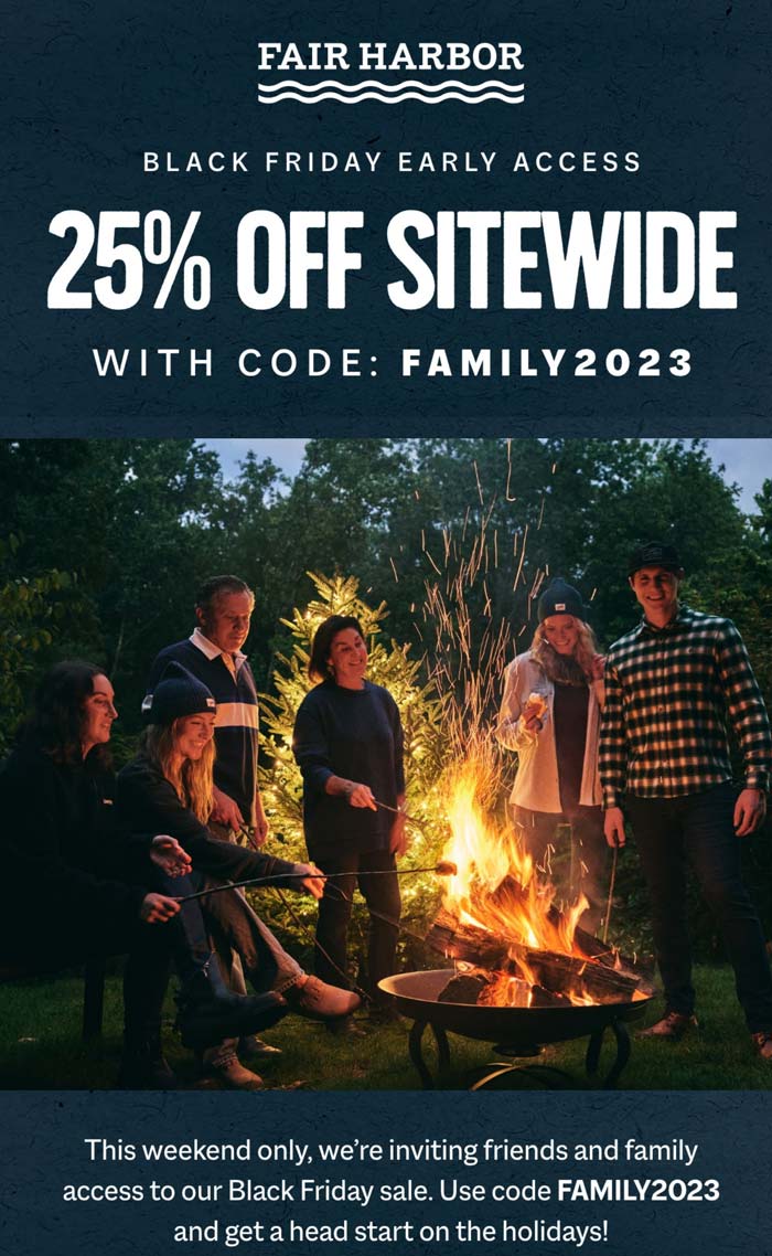Fair Harbor stores Coupon  25% off everything online at Fair Harbor via promo code FAMILY2023 #fairharbor 