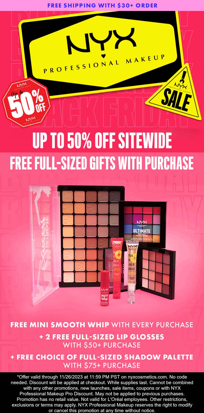 Free full size gifts on $50+ online at NYX Professional Makeup #nyxprofessionalmakeup